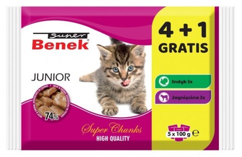 Super Benek dla kota Junior - mokra karma dla kota - 4+1 100 g GRATIS! Super Benek dla kota Junior - mokra karma dla kota - 4+1 100 g GRATIS!