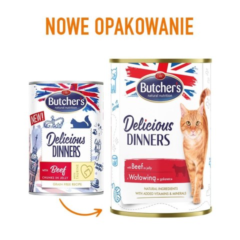 BUTCHER'S Delicious Dinners Kawałki z wołowiną w galaretce - mokra karma dla kota - 400 g BUTCHER'S Delicious Dinners Kawałki z wołowiną w galaretce - mokra karma dla kota - 400 g