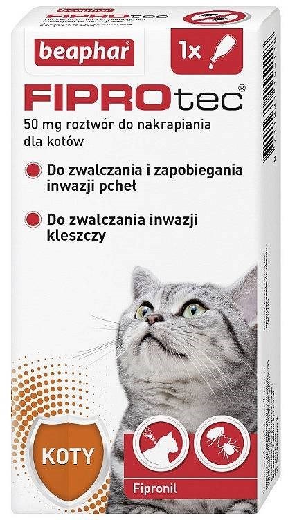 Beaphar FIPROtec Krople dla kota S 50mg x1 Beaphar FIPROtec Krople dla kota S 50mg x1