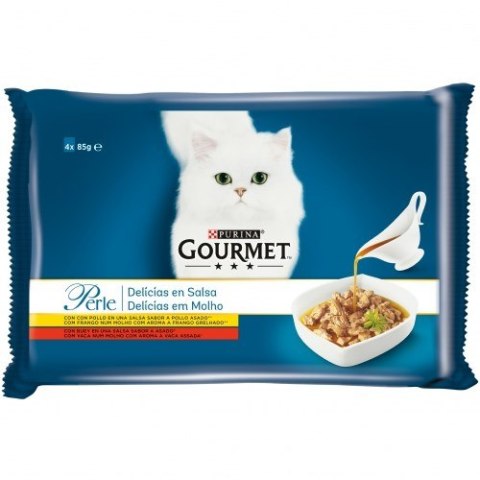 GOURMET Perle Gravy Delight Fileciki w smakowitym sosie - wołowina i kurczak - 4x85g GOURMET Perle Gravy Delight Fileciki w smakowitym sosie - wołowina i kurczak - 4x85g