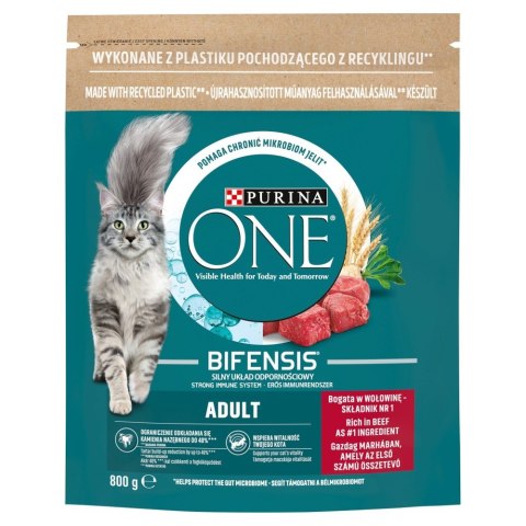 PURINA One Bifensis Adult Bogata w Wołowinę i Pełne Ziarna - sucha karma dla kota - 800 g PURINA One Bifensis Adult Bogata w Wołowinę i Pełne Ziarna - sucha karma dla kota - 800 g