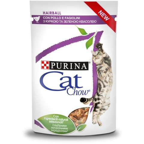 Purina Cat Chow Hairball z kurczakiem i zieloną fasolką w sosie - mokra karma dla kota - 85 g Purina Cat Chow Hairball z kurczakiem i zieloną fasolką w sosie - mokra karma dla kota - 85 g