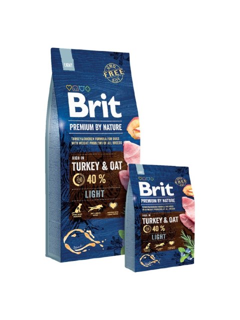 BRIT PREMIUM BY NATURE Light - sucha karma z indykiem i owsem dla psów dorosłych z nadwagą - 15 kg BRIT PREMIUM BY NATURE Light - sucha karma z indykiem i owsem dla psów dorosłych z nadwagą - 15 kg