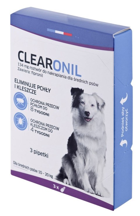 FRANCODEX Clearonil Średnie psy - krople przeciw kleszczom i pchłom dla psa - 3x134 mg FRANCODEX Clearonil Średnie psy - krople przeciw kleszczom i pchłom dla psa - 3x134 mg