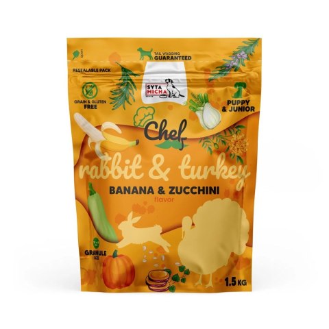 SYTA MICHA CHEF Królik z indykiem - JUNIOR karma sucha dla psa1,5kg SYTA MICHA CHEF Królik z indykiem - JUNIOR karma sucha dla psa1,5kg