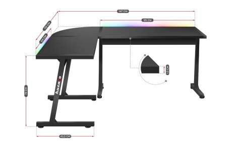 Biurko gamingowe Huzaro Hero 6.0 Balck RGB Biurko gamingowe Huzaro Hero 6.0 Balck RGB