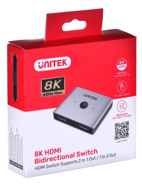 UNITEK PRZEŁĄCZNIK HDMI DWUKIERUNKOWY 2.1 8K 2NA1 UNITEK PRZEŁĄCZNIK HDMI DWUKIERUNKOWY 2.1 8K 2NA1