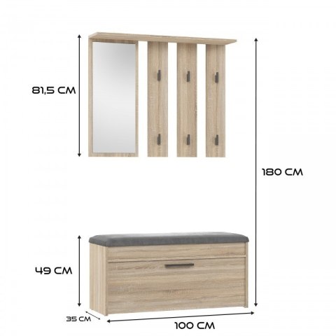 Garderoba PARMA 100x35xH180 sonoma Garderoba PARMA 100x35xH180 sonoma