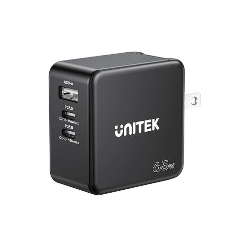 UNITEK ŁADOWARKA GAN, PD 65W 2X USB-C, USB-A UNITEK ŁADOWARKA GAN, PD 65W 2X USB-C, USB-A