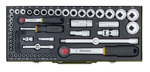Zestaw z grzechotkami Proxxon 1/2" i 1/4" (56 cz.) Zestaw z grzechotkami Proxxon 1/2" i 1/4" (56 cz.)