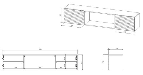 Szafka RTV TULA 183x35x37 biały mat + czarny kominek Szafka RTV TULA 183x35x37 biały mat + czarny kominek