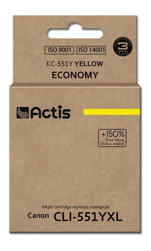 Actis KC-551Y Tusz (zamiennik Canon CLI-551Y; Standard; 12 ml; żółty) Actis KC-551Y Tusz (zamiennik Canon CLI-551Y; Standard; 12 ml; żółty)