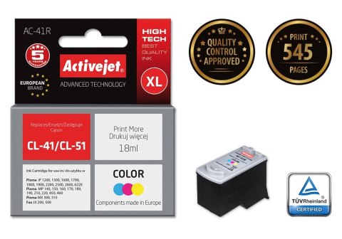 Activejet AC-41R Tusz (zamiennik Canon CL-41; Premium; 18 ml; kolor) Activejet AC-41R Tusz (zamiennik Canon CL-41; Premium; 18 ml; kolor)