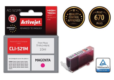 Activejet ACC-521MN Tusz (zamiennik Canon CLI-521M; Supreme; 10 ml; czerwony) Activejet ACC-521MN Tusz (zamiennik Canon CLI-521M; Supreme; 10 ml; czerwony)