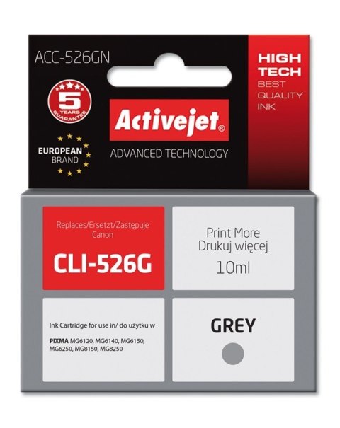 Activejet ACC-526GN Tusz (zamiennik Canon CLI-526G; Supreme; 10 ml; szary) Activejet ACC-526GN Tusz (zamiennik Canon CLI-526G; Supreme; 10 ml; szary)