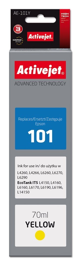 Activejet AE-101Y Tusz (zamiennik Epson 101; Supreme; 70 ml; żółty) Activejet AE-101Y Tusz (zamiennik Epson 101; Supreme; 70 ml; żółty)