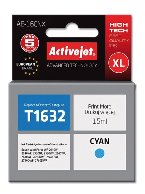 Activejet AE-16CNX Tusz (zamiennik Epson 16XL T1632; Supreme; 15 ml; niebieski) Activejet AE-16CNX Tusz (zamiennik Epson 16XL T1632; Supreme; 15 ml; niebieski)