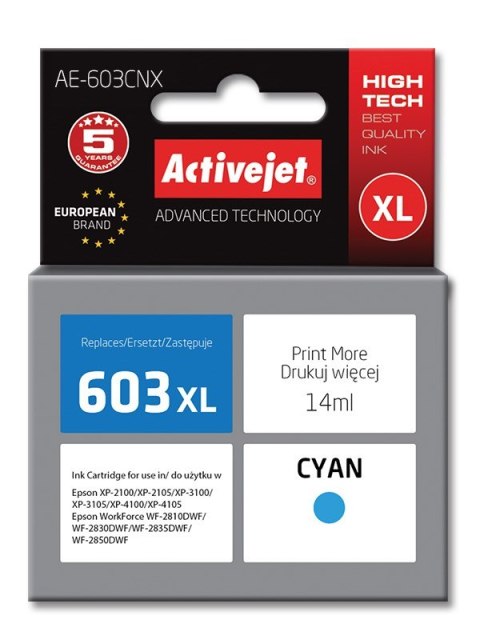 Activejet AE-603CNX Tusz (zamiennik Epson 603XL T03A24; Supreme; 14 ml; niebieski) Activejet AE-603CNX Tusz (zamiennik Epson 603XL T03A24; Supreme; 14 ml; niebieski)