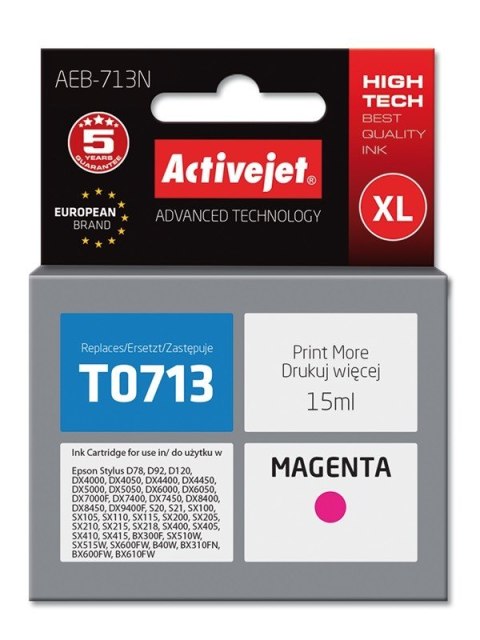 Activejet AEB-713N Tusz (zamiennik Epson T0713, T0893, T1003; Supreme; 15 ml; czerwony) Activejet AEB-713N Tusz (zamiennik Epson T0713, T0893, T1003; Supreme; 15 ml; czerwony)
