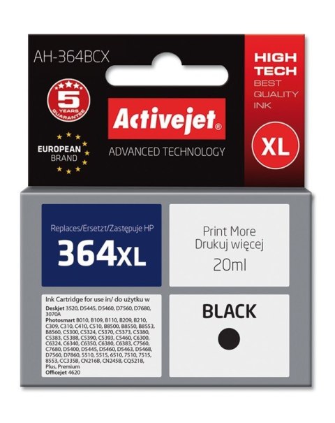 Activejet AH-364BCX Tusz (zamiennik HP 364XL CN684EE; Premium; 20 ml; czarny) Activejet AH-364BCX Tusz (zamiennik HP 364XL CN684EE; Premium; 20 ml; czarny)