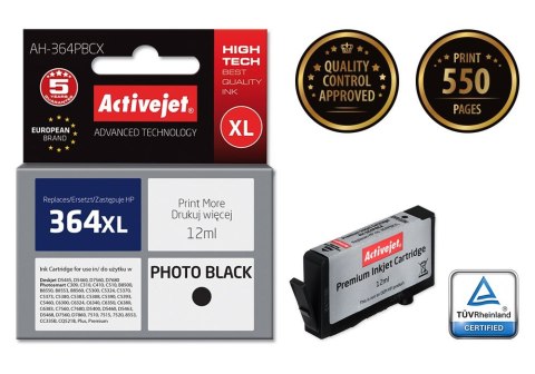Activejet AH-364PBCX Tusz (zamiennik HP 364XL CB322EE; Premium; 12 ml; czarny, foto) Activejet AH-364PBCX Tusz (zamiennik HP 364XL CB322EE; Premium; 12 ml; czarny, foto)