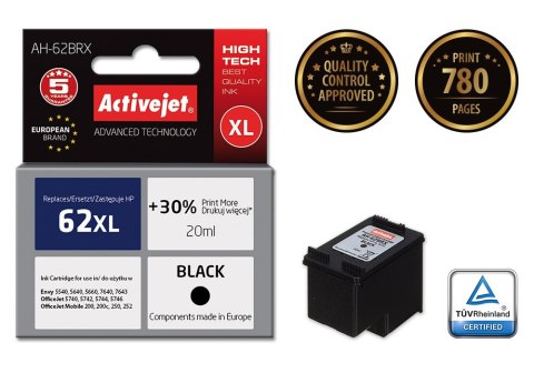 Activejet AH-62BRX Tusz (zamiennik HP 62XL C2P05AE; Premium; 20 ml; czarny) Activejet AH-62BRX Tusz (zamiennik HP 62XL C2P05AE; Premium; 20 ml; czarny)