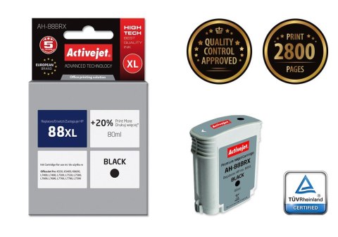 Activejet AH-88BRX Tusz (zamiennik HP 88XL C9396AE; Premium; 80 ml; czarny) Activejet AH-88BRX Tusz (zamiennik HP 88XL C9396AE; Premium; 80 ml; czarny)