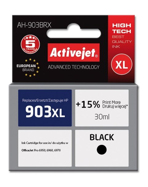 Activejet AH-903BRX Tusz (zamiennik HP 903XL T6M15AE; Premium; 30 ml; czarny) Activejet AH-903BRX Tusz (zamiennik HP 903XL T6M15AE; Premium; 30 ml; czarny)