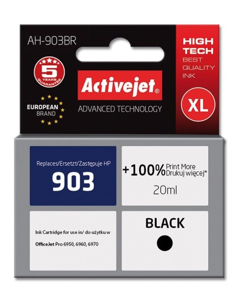 Activejet AH-903BR Tusz (zamiennik HP 903 T6L99AE; Premium; 20 ml; czarny) Activejet AH-903BR Tusz (zamiennik HP 903 T6L99AE; Premium; 20 ml; czarny)