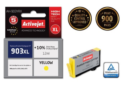 Activejet AH-903YRX Tusz (zamiennik HP 903XL T6M11AE; Premium; 12 ml; żółty) Activejet AH-903YRX Tusz (zamiennik HP 903XL T6M11AE; Premium; 12 ml; żółty)