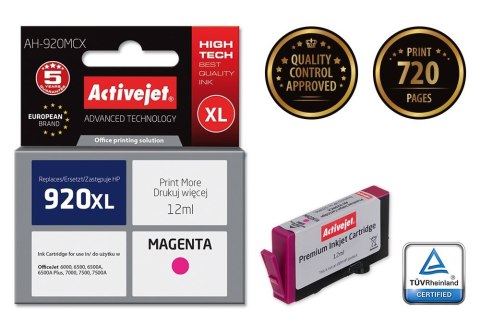 Activejet AH-920MCX Tusz (zamiennik HP 920XL CD973AE; Premium; 12 ml; czerwony) Activejet AH-920MCX Tusz (zamiennik HP 920XL CD973AE; Premium; 12 ml; czerwony)