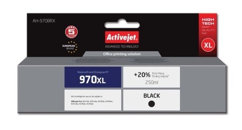 Activejet AH-970BRX Tusz (zamiennik HP 970XL CN625AE; Premium; 250 ml; czarny) Activejet AH-970BRX Tusz (zamiennik HP 970XL CN625AE; Premium; 250 ml; czarny)