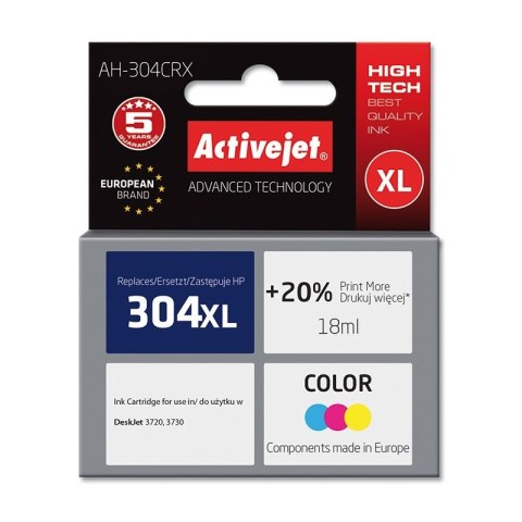 Activejet AH-304CRX Tusz (zamiennik HP 304XL N9K07AE; Premium; 18 ml; 400 stron, kolor) Activejet AH-304CRX Tusz (zamiennik HP 304XL N9K07AE; Premium; 18 ml; 400 stron, kolor)