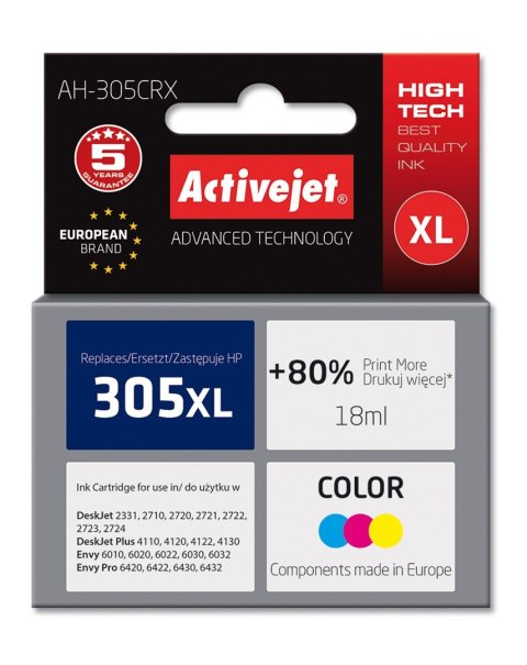 Activejet AH-305CRX Tusz (zamiennik HP 305XL 3YM63AE; Premium; 18 ml; color) Activejet AH-305CRX Tusz (zamiennik HP 305XL 3YM63AE; Premium; 18 ml; color)