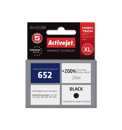 Activejet AH-652BR Tusz (zamiennik HP 652 F6V25AE; Premium; 20 ml; czarny) Activejet AH-652BR Tusz (zamiennik HP 652 F6V25AE; Premium; 20 ml; czarny)