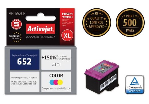 Activejet AH-652CR Tusz (zamiennik HP 652 F6V24AE; Premium; 21 ml; kolor) Activejet AH-652CR Tusz (zamiennik HP 652 F6V24AE; Premium; 21 ml; kolor)