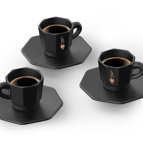 Bialetti zestaw 4 czarnych filiżanek ze spodkami Bialetti zestaw 4 czarnych filiżanek ze spodkami