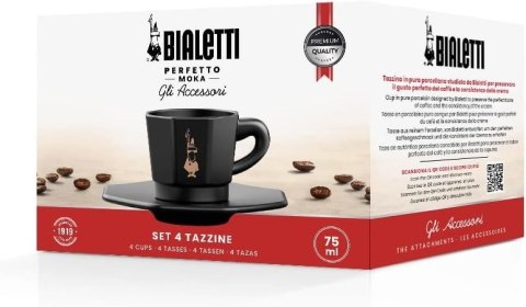 Bialetti zestaw 4 czarnych filiżanek ze spodkami Bialetti zestaw 4 czarnych filiżanek ze spodkami