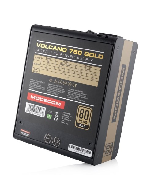 Zasilacz MODECOM Volcano ZAS-MC90-SM-750-ATX-VOLCANO-GOLD (750 W; Aktywne) Zasilacz MODECOM Volcano ZAS-MC90-SM-750-ATX-VOLCANO-GOLD (750 W; Aktywne)