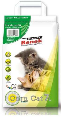 CERTECH Super Benek Corn Cat świeża trawa - żwirek kukurydziany zbrylający 7l (WYPRZEDAŻ)