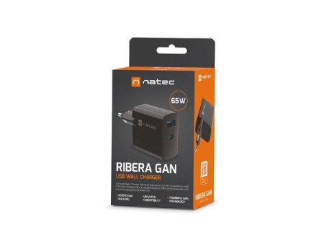 NATEC ŁADOWARKA NATEC RIBERA GAN 1X USB-A + 1X USB-C 65W CZARNA NUC-2145 NATEC ŁADOWARKA NATEC RIBERA GAN 1X USB-A + 1X USB-C 65W CZARNA NUC-2145