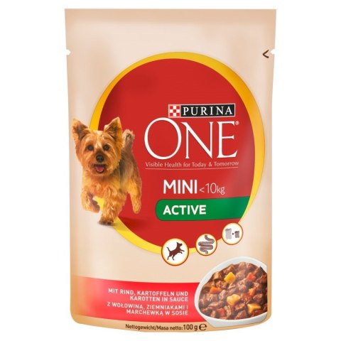 Purina ONE Mini ACTIVE wołowina z ziemniakami i marchewką w sosie - mokra karma dla psa - 100 g Purina ONE Mini ACTIVE wołowina z ziemniakami i marchewką w sosie - mokra karma dla psa - 100 g
