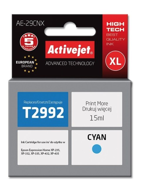 Activejet AE-29CNX Tusz (zamiennik Epson 29XL T2992; Supreme; 15 ml; niebieski) Activejet AE-29CNX Tusz (zamiennik Epson 29XL T2992; Supreme; 15 ml; niebieski)