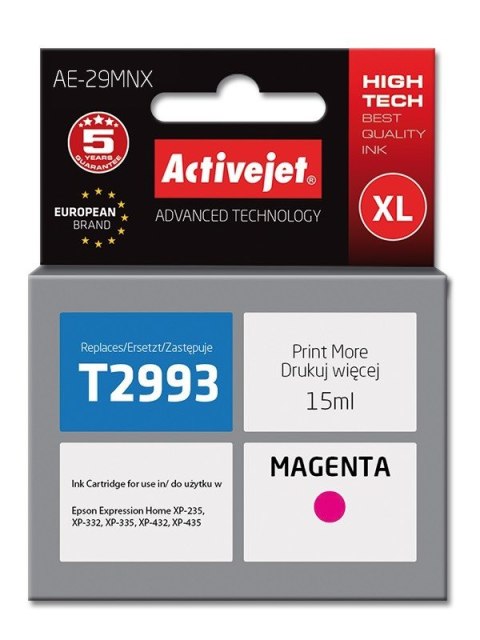 Activejet AE-29MNX Tusz (zamiennik Epson 29XL T2993; Supreme; 15 ml; czerwony) Activejet AE-29MNX Tusz (zamiennik Epson 29XL T2993; Supreme; 15 ml; czerwony)