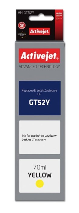 Activejet AH-GT52Y Tusz (zamiennik HP GT52Y M0H56AE; Supreme; 70 ml; 8000 stron, żółty)