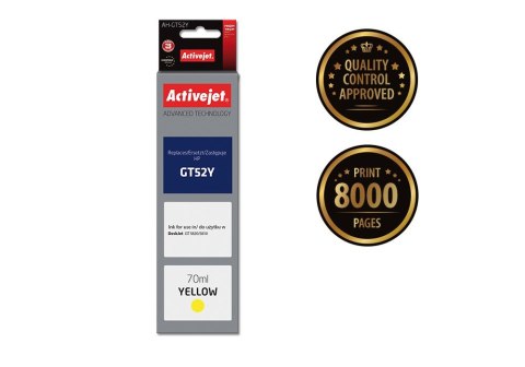 Activejet AH-GT52Y Tusz (zamiennik HP GT52Y M0H56AE; Supreme; 70 ml; 8000 stron, żółty) Activejet AH-GT52Y Tusz (zamiennik HP GT52Y M0H56AE; Supreme; 70 ml; 8000 stron, żółty)