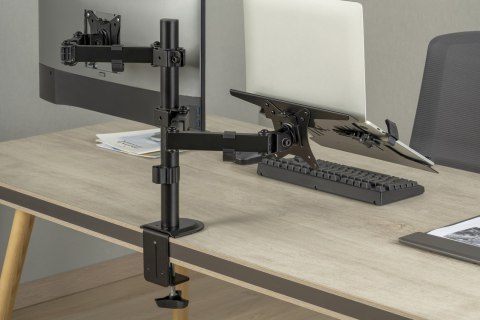 Uchwyt biurkowy podwójne ramię na 1xLCD 32" 4kg, 1xNotebook 15,4" 9kg Uchwyt biurkowy podwójne ramię na 1xLCD 32" 4kg, 1xNotebook 15,4" 9kg