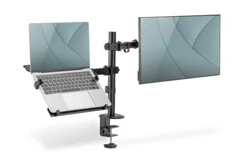 Uchwyt biurkowy podwójne ramię na 1xLCD 32" 4kg, 1xNotebook 15,4" 9kg Uchwyt biurkowy podwójne ramię na 1xLCD 32" 4kg, 1xNotebook 15,4" 9kg