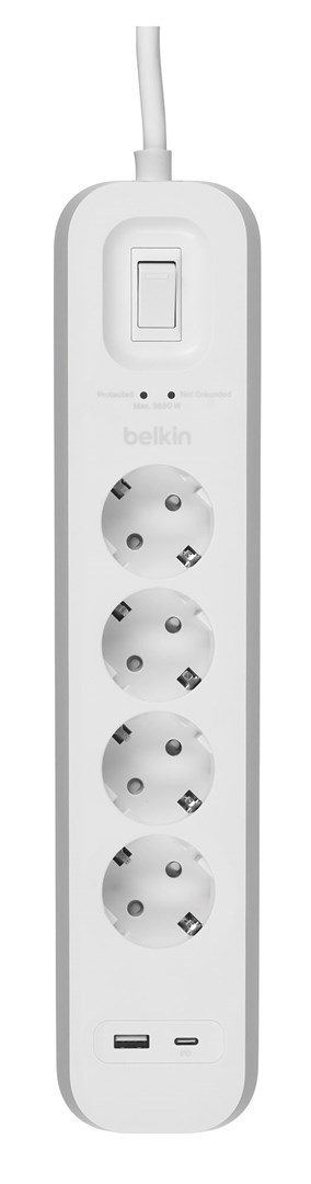 BELKIN LISTWA ZASILAJĄCA 4-PORT + 1XUSB-A, 1XUSB-C 525J BELKIN LISTWA ZASILAJĄCA 4-PORT + 1XUSB-A, 1XUSB-C 525J