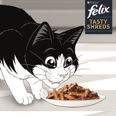 FELIX Tasty Shreds z łososiem i tuńczykiem - mokra karma dla kota - 4x 80g FELIX Tasty Shreds z łososiem i tuńczykiem - mokra karma dla kota - 4x 80g